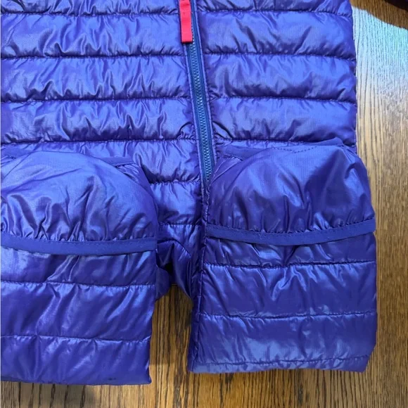 Primary Baby lightweight Puffer Suit Size 12-18 Months Purple bunting mittens - Picture 4 of 5